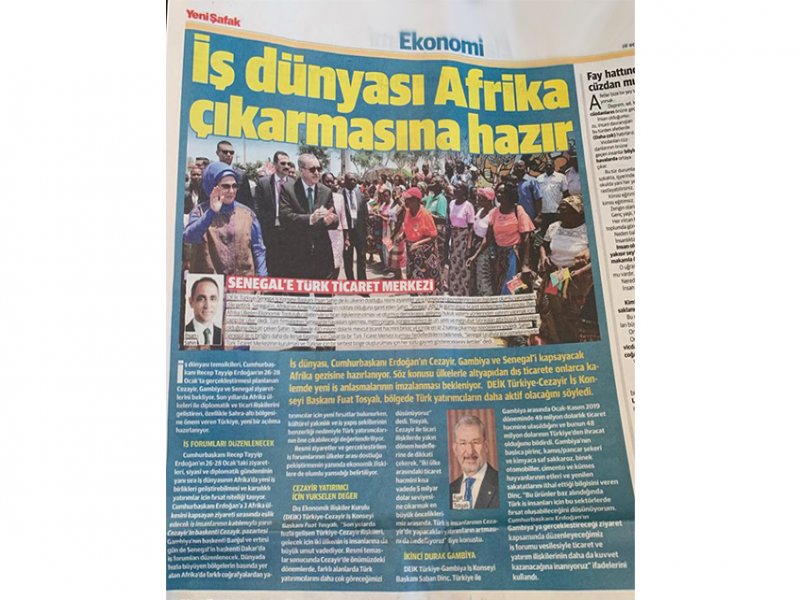DEİK Senegal Business Council Chairman Dr. İhsan ŞAHİN Speaks to Yeni Şafak Newspaper